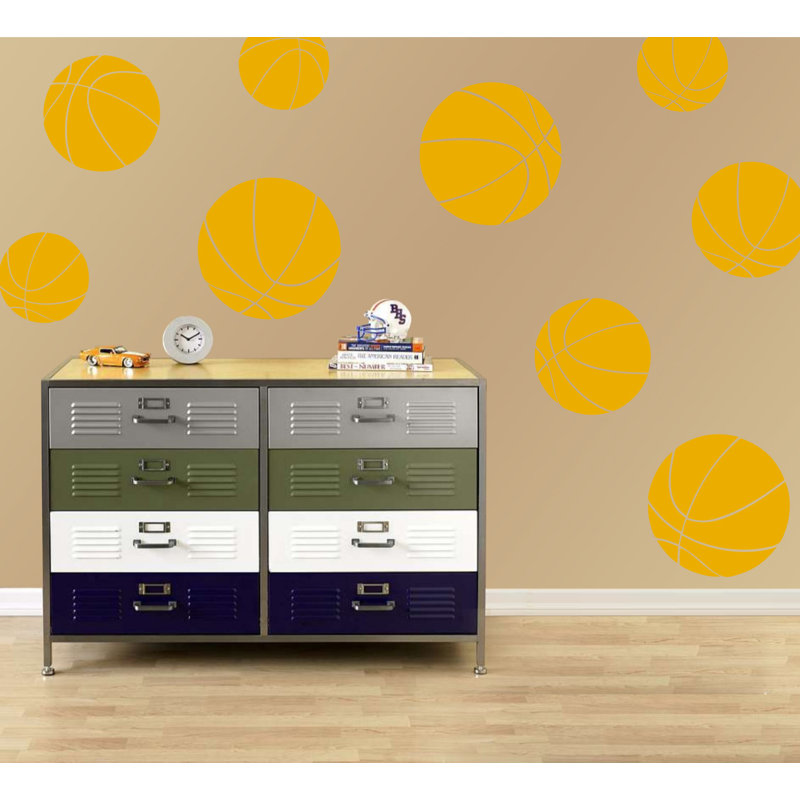 Décalcomanie murale baskets, H 30 po x l 30 po x P 0,01 po, Jaune signalisation