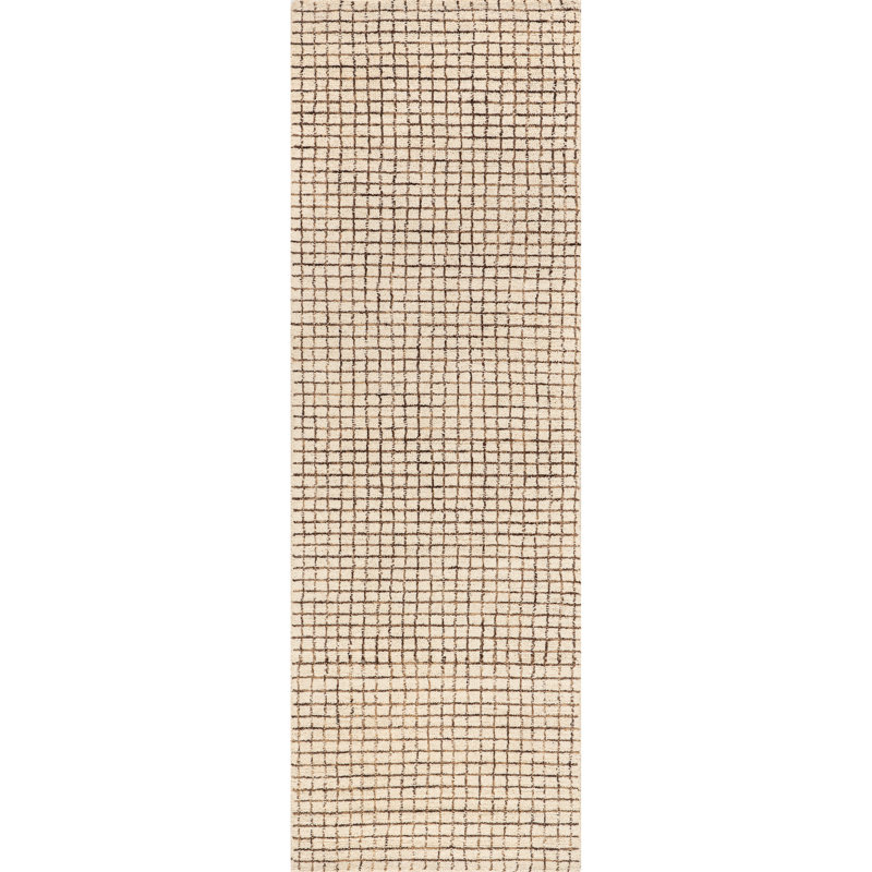  Tapis en laine à carreaux Melrose, Tapis de couloir 2 pi 6 po x 10 pi