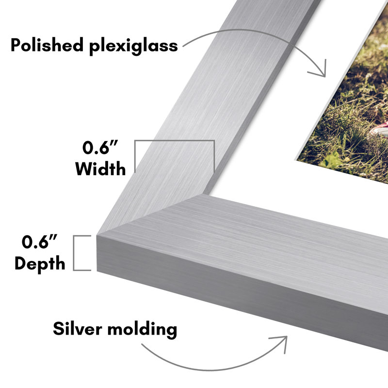 Cadre photo Americanflat - ensemble de 2 - cadre avec passe-partout - plexiglas poli, Argent argent