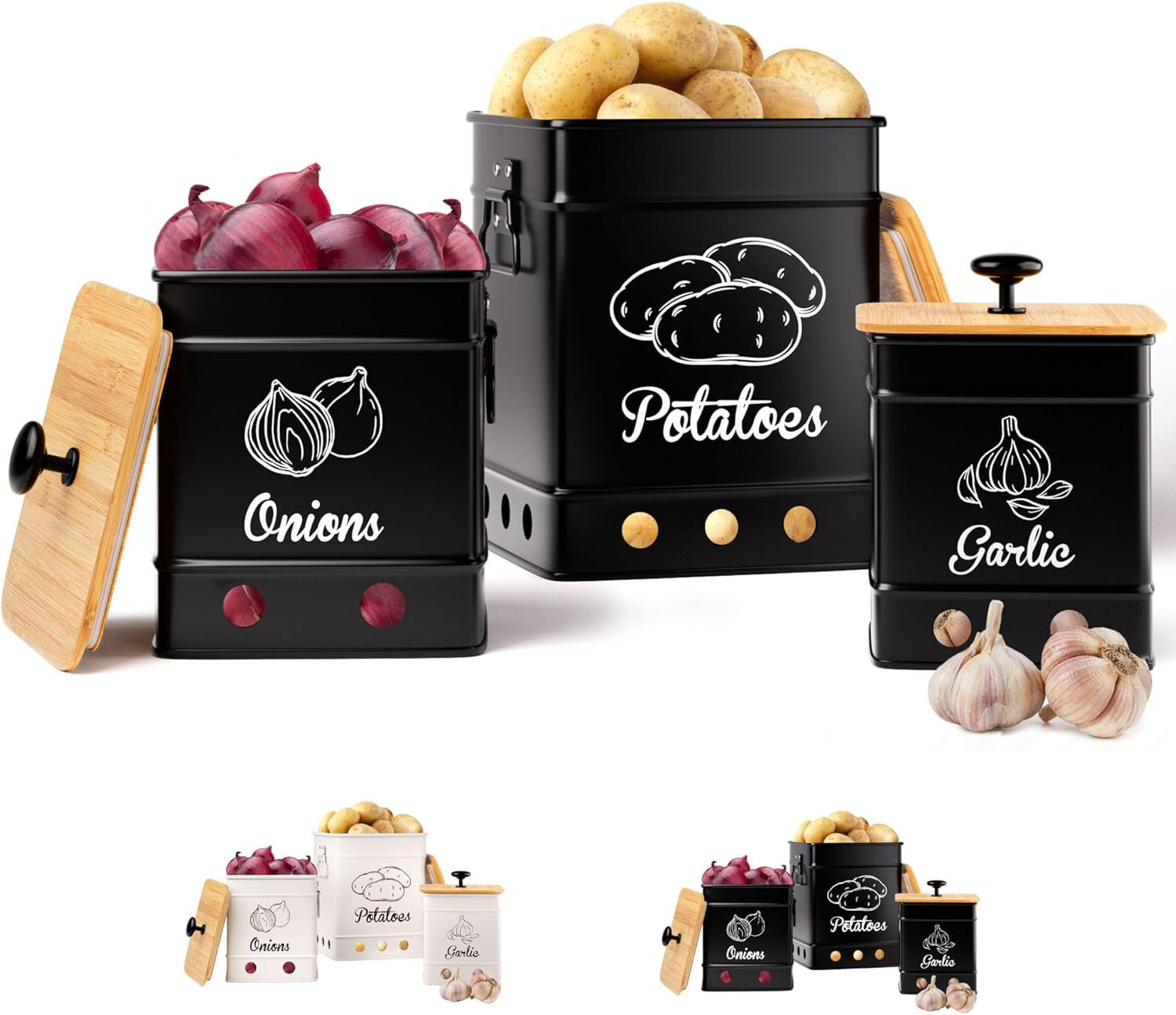 Gracie Oaks Potato Onion Garlic Storage Set Of 3 Wayfair