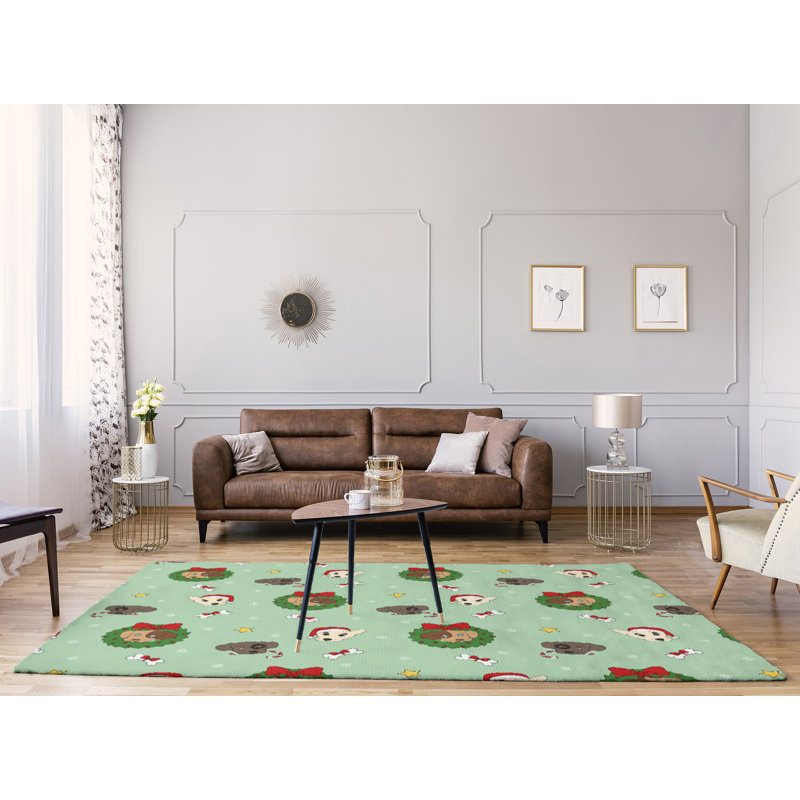 Tapis vert/rouge/gris zone fait main, Rectangle 8 pi x 10 pi