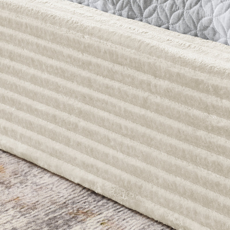 Grand lit plateforme tapissier, Beige