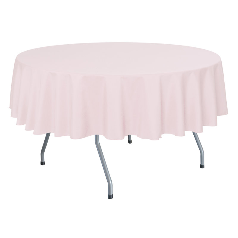 Ultimate Textile - Round Polyester Linen Tablecloth, 84" x 84", 1, Ice Pink