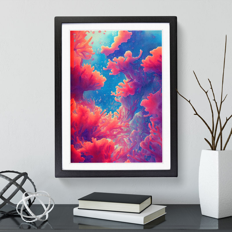 Dreamy Coral Reef - Framed Print, Black, 64cm H x 46cm W