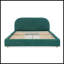 Structure de lit tapissier pour grand lit avec tête de lit courbée, rangement de tiroir à roulettes et support de pieds robuste - Style minimaliste moderne en vert-131377797-131377799