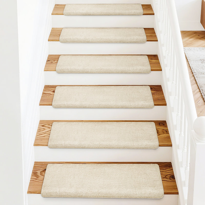 Tapis d'escalier intérieur antidérapant Scarlettrose, Gris crème, 14