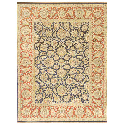 Tapis noir et rouge noué à la main de haute qualité