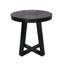Table basse moderne ronde noire avec base à pieds croisés, 23,5 po de diamètre