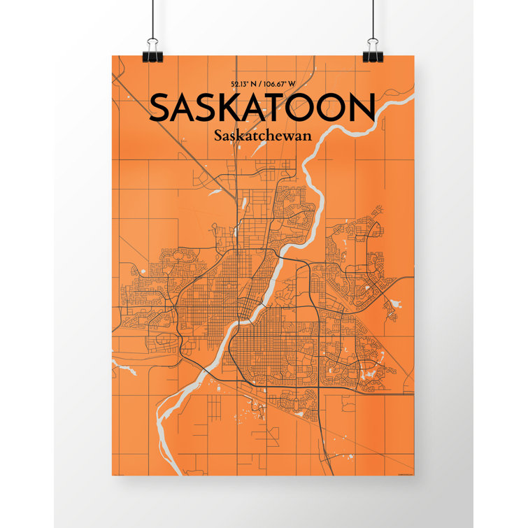 OurPoster.com Saskatoon City Map On Paper Print - Wayfair Canada