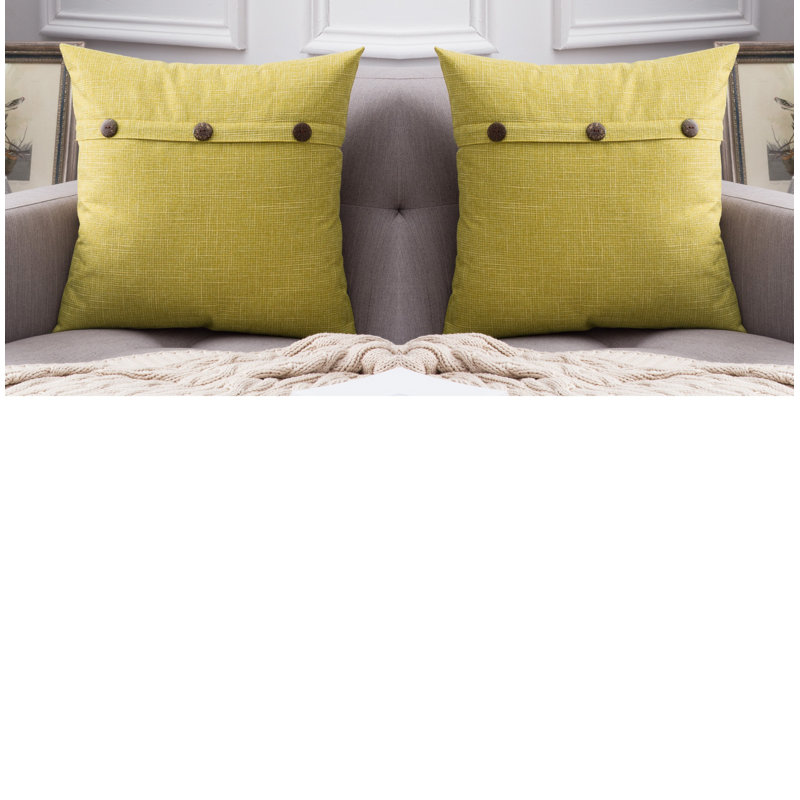Chenille Geometric 18'' Throw Pillow Cover, Yellow