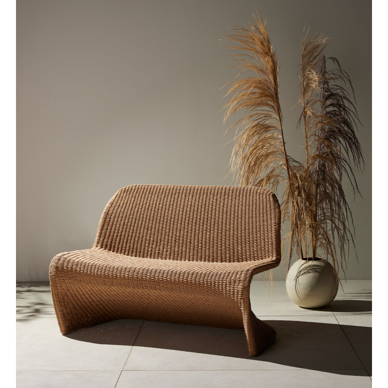 Portia Upholstered Dining Bench, Tanned Weave