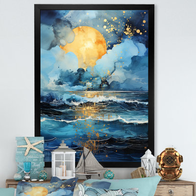 «Jaishon Teal Yellow Ocean Serenade Pastoral IV», reproduction d'art sur toile