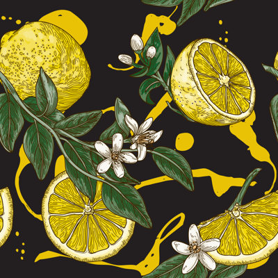 Vintage Lemon Citrus by Samposnick - Wrapped Canvas Print