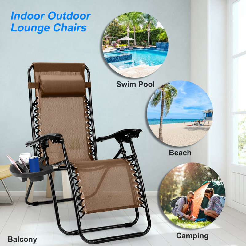 Margareta Outdoor Metal Chaise Lounge, Black/Brown