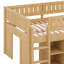 Lit mezzanine double avec armoire de rangement et tableau noir-120473626