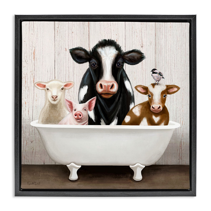 Baignoire à griffes Country Animals, Cadre flottant noir de jais, H 25 po x l 25 po