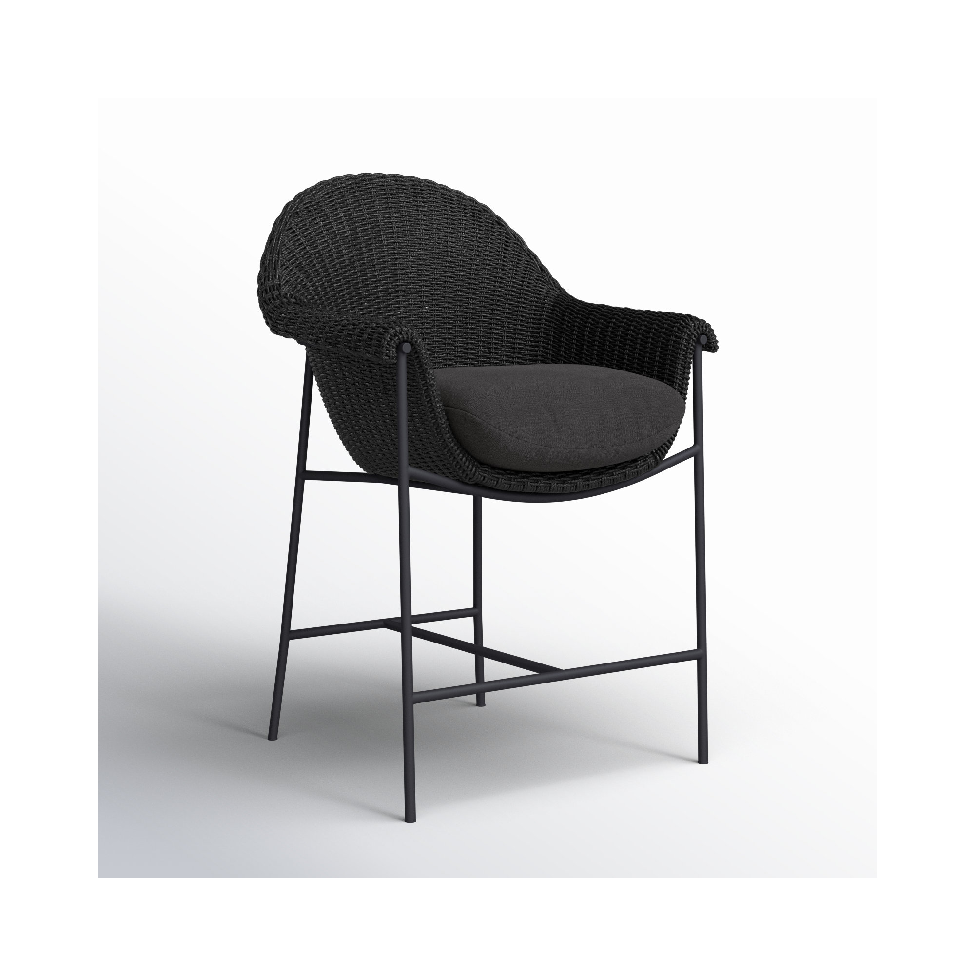 Rivah 26" Patio Bar Stool with Cushion, Gray/Black