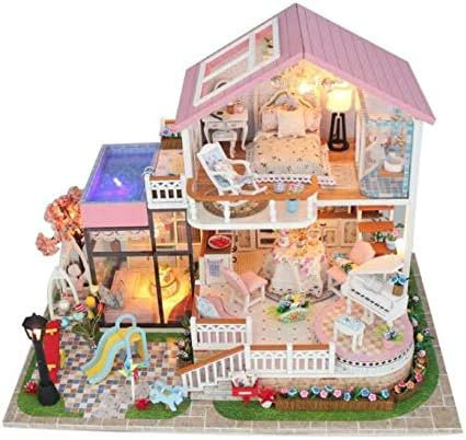 Ensemble de boîte de chambre miniature Wizardi - Ensemble de maison de poupée rose