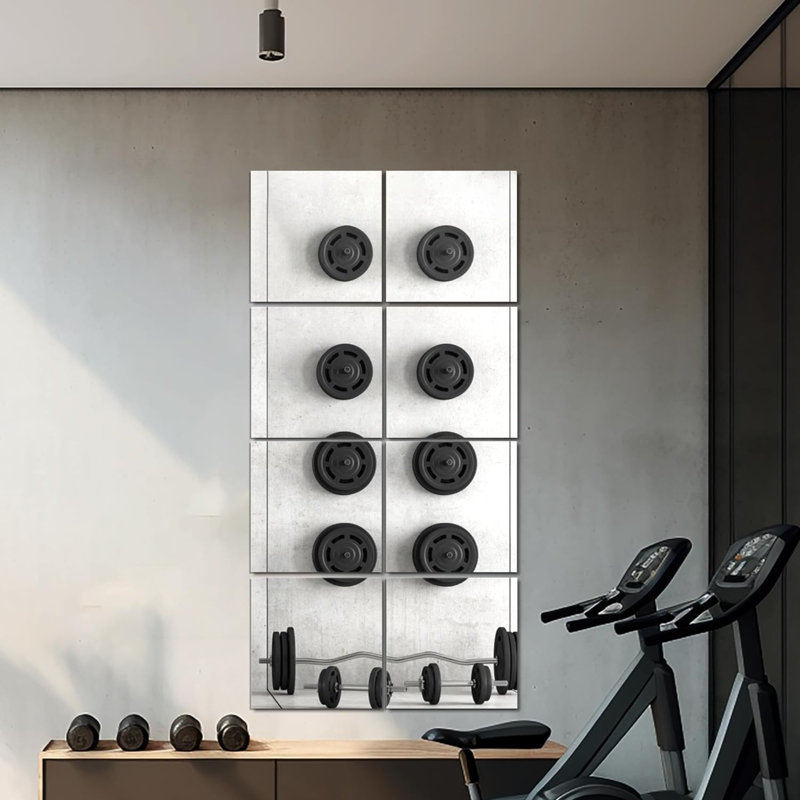 Carreaux de miroir mural, miroir de corps en verre sans cadre, miroir de porte pour la chambre à coucher (4 pièces)
