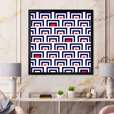 Bleu et rouge géométrique - Impression sur toile