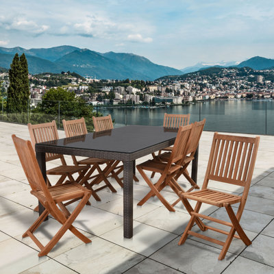Avva 8 - Person Wicker Patio Dining Set with Rectangular Table