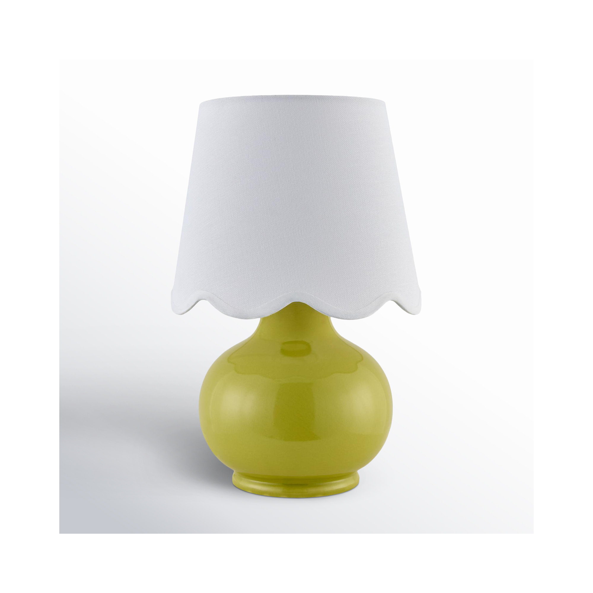 Momsen Scallop Shade Lamp, White Twill, 13"" H x 8"" W x 8"" D, Chartreuse