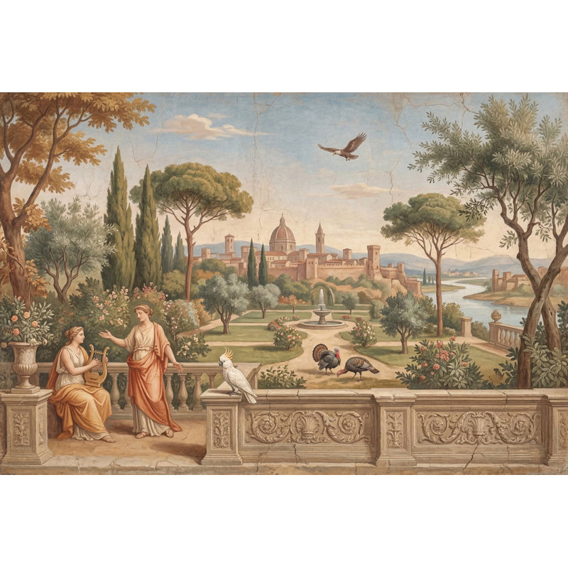 Papier peint classique paysage mural paysage de ville amovible en forme de dôme amovible, 100 po x 96 po, Texturé non collé