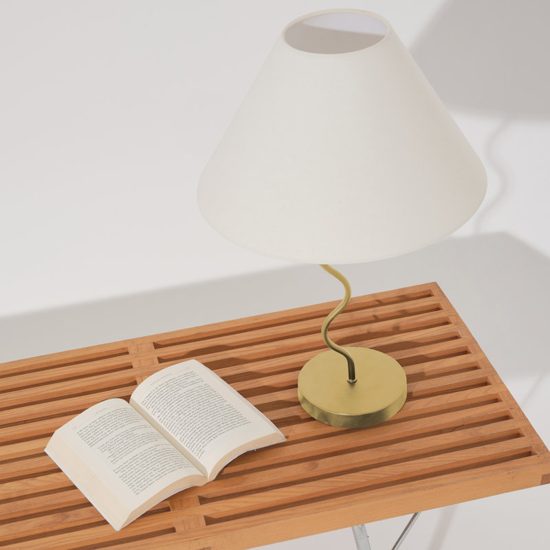 Lampe de table DEL 22 po Squiggle avec base torsadée et abat-jour ivoire Empire, Or