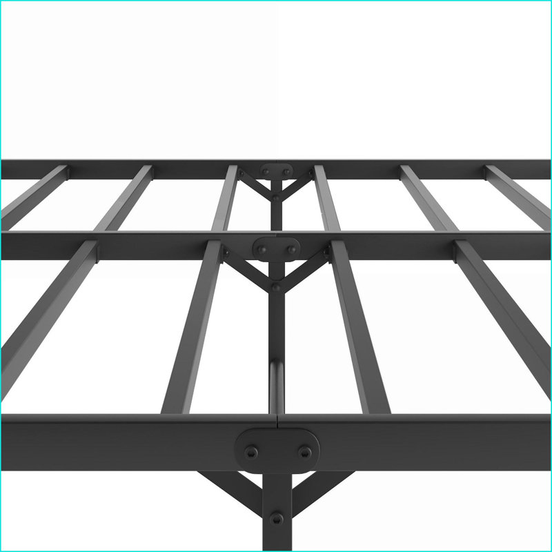 Structure de lit plateforme en métal noir avec tête de lit grand format - aucun sommier requis, robuste Silencieux