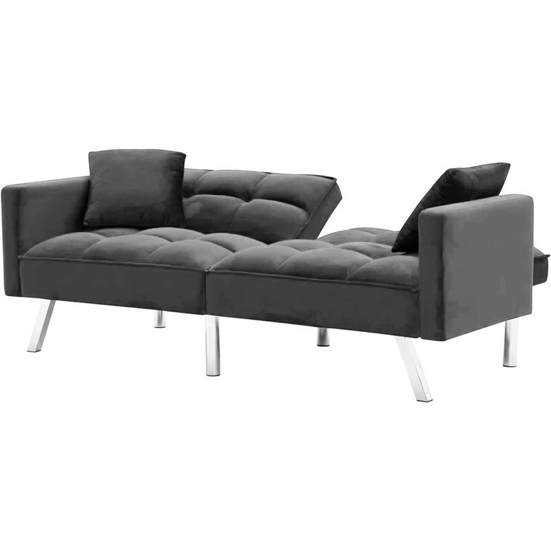Orianna 2 Seater Velvet Sleeper, Grey Velvet