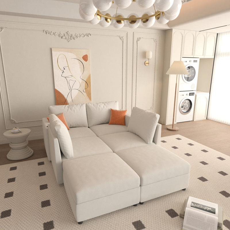 Canapé modulaire en chenille de 123 po avec rangement et siège en U de 123 po pour rangement dans le salon, grand canapé