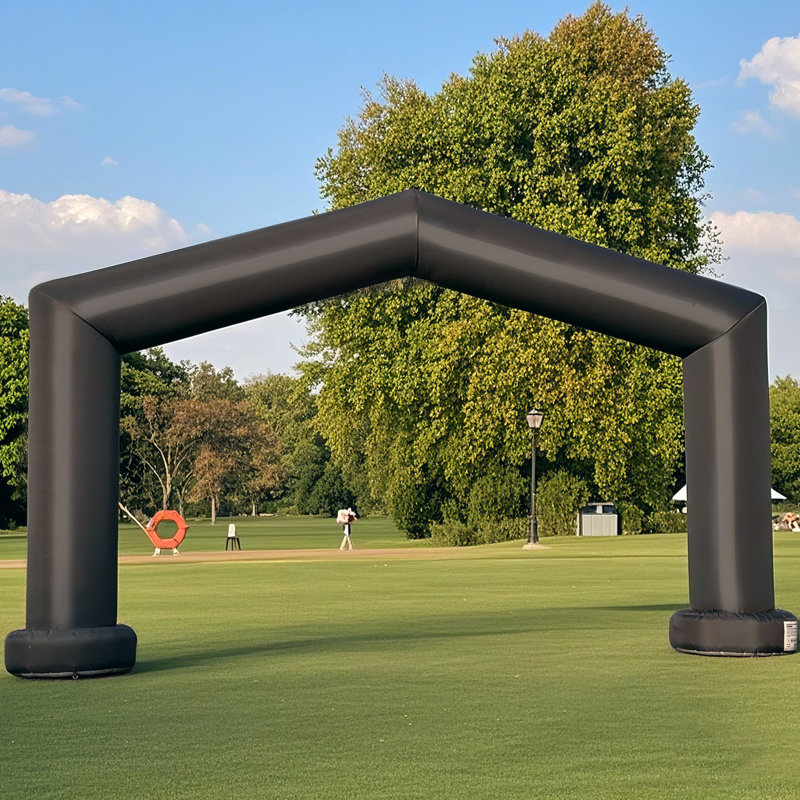  Arche gonflable d'événement de 20 pi avec souffleur intégré Wellcomer - couleur noire, arche en forme de pignon recommandée pour les courses, les marathons, les fêtes et les fêtes