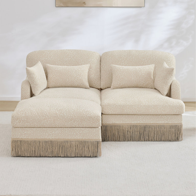 Canapé Comfy Chenille Leopard, 69.2" W, Beige Chenille