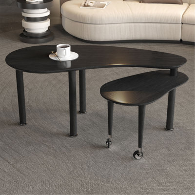 Table basse rotative contemporaine avec pieds en bois d'hévéa massif, table basse rotative à 360 degrés avec plateau en placage de grain de bois pour le salon, la chambre à coucher