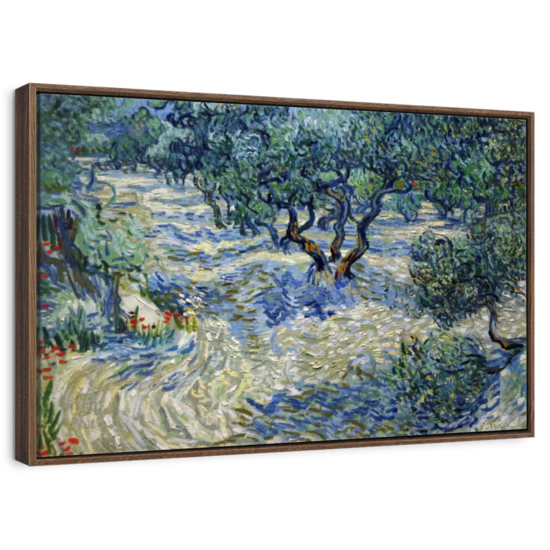 Olive Orchard 1889, Cadre flottant noyer, 43 po x 29 po