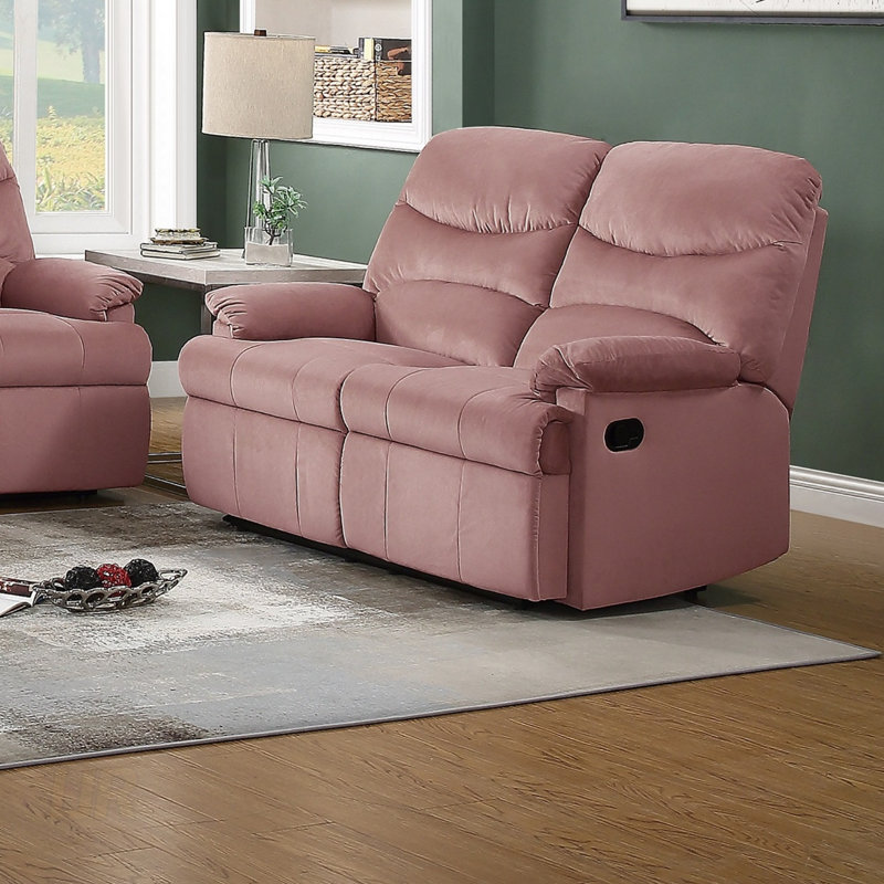 Causeuse inclinable manuelle luxueuse en velours 2 places avec accoudoirs moelleux pour un salon confortable