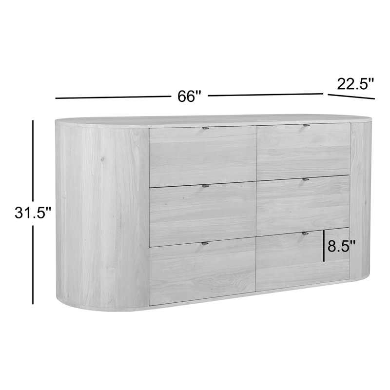 Millie 6 - Drawer Solid Wood Dresser, Natural