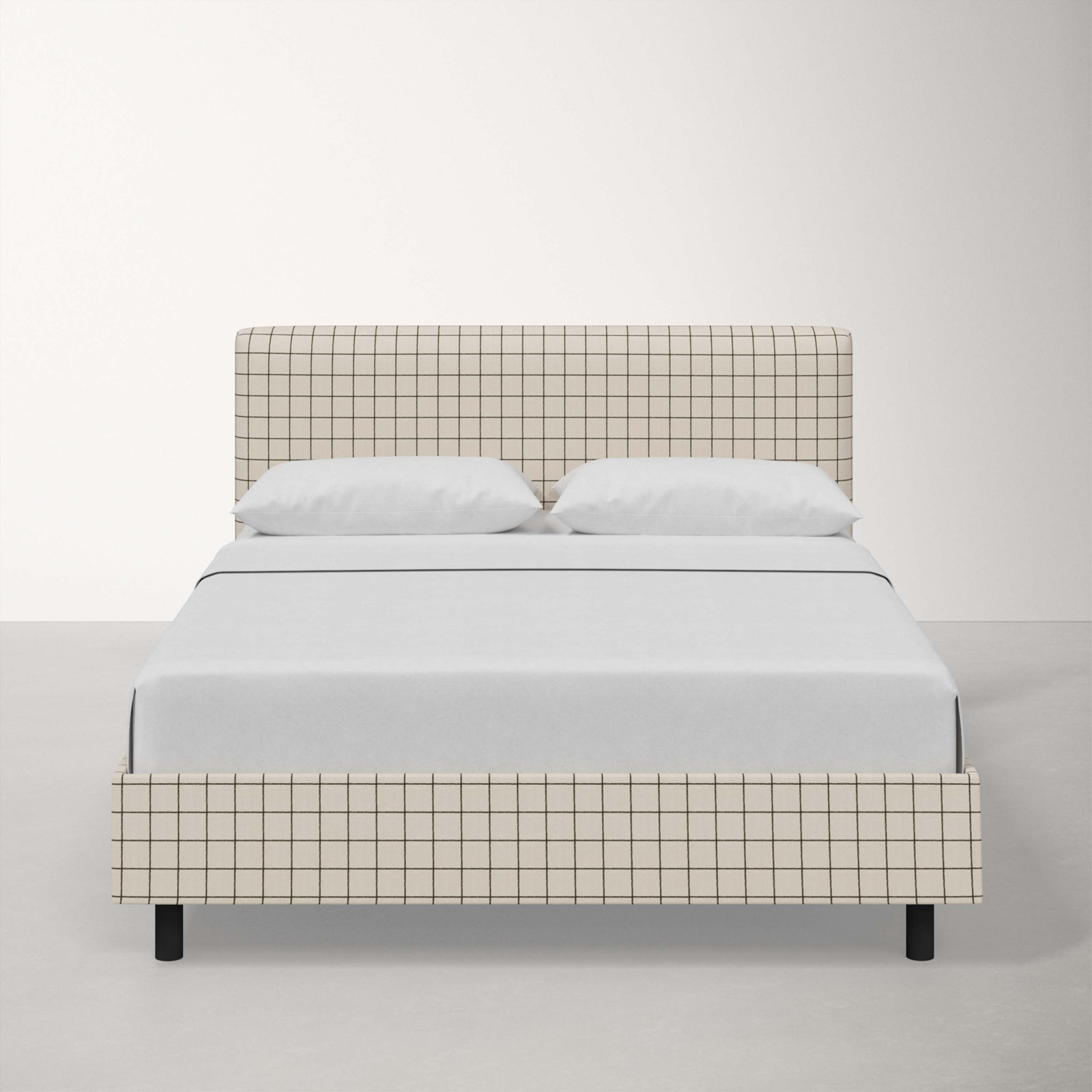 Eisley Cotton Upholstered Bed, Twin, Line Tattersall Green