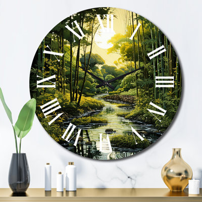 Asian Art Bamboo Whisper II - Horloge murale asiatique