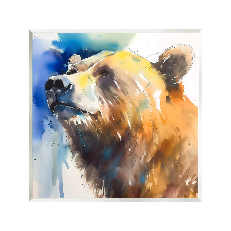 Art abstrait, aquarelle, ours sur bois par Walker Noble