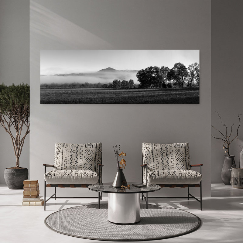 Fog over mountain Cades Cove Great Smoky Mountains National Park Tennessee USA 1 Piece Wrapped Canvas Panoramic Wall Art
