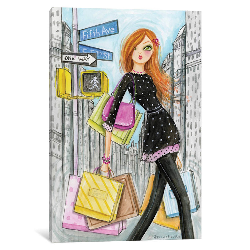 NYC Shopping Fifth by Bella Pilar - No Frame Painting on Canvas, 66.04 cm H x 45.72 cm W x 3.175 cm D