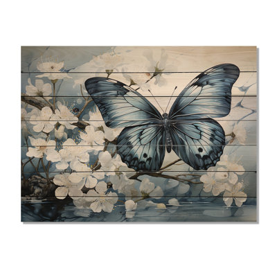 " Blue White Butterfly Reflection "