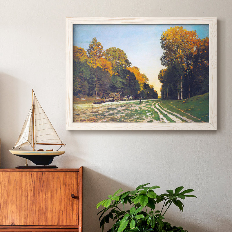 La route de Chailly à Fontainebleau par Monet - Toile tendue avec châssis rustique, Blanc, H 22 po x l 32 po x P 1,5 po