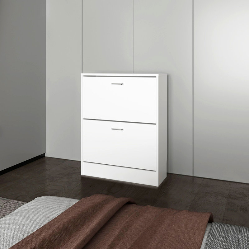 Shoe Cabinet With 2 Tilt-Out Doors, White