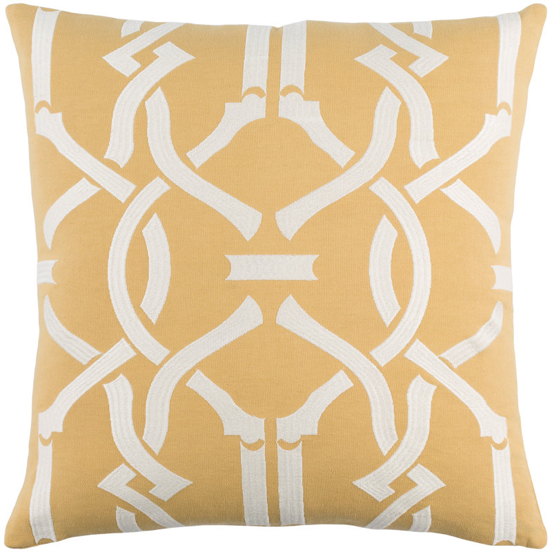 Kingdom Indoor Cotton Throw Pillow, Yellow/ White