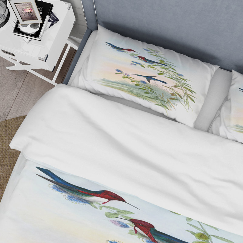Vintage Hummingbird II - ensemble de housse de couette traditionnel - microfibre de polyester