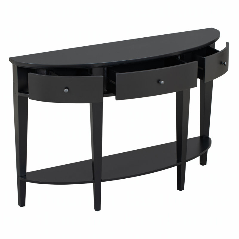Modern 51.2" Half Moon Console Table, Mid-Century Wood Entryway Table, Black