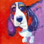 Abstrait coloré Basset - toile rétro encadrée