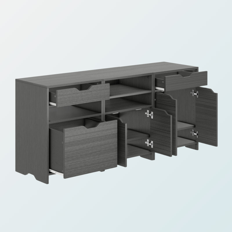 Orion Gray Finish 3-Piece Storage Cabinet Set, 26.13'' H X 57.50'' W X 15.82'' D, Gray